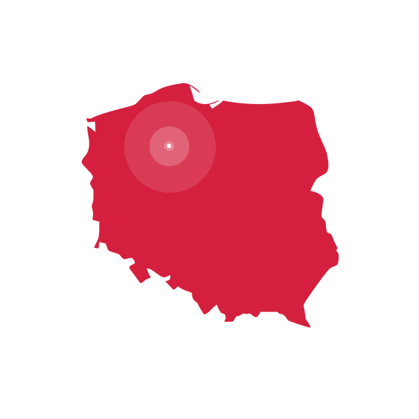 Mapa polski z oznaczeniem siedziby Szkółki w Wielowiczu