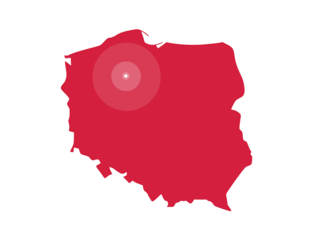 Mapa polski z oznaczeniem siedziby Szkółki w Wielowiczu