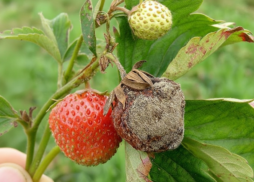 Szara Pleśń na Truskawce