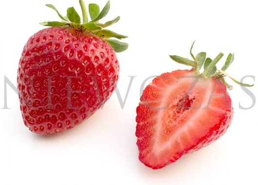 Cut in two pices strawberry of San Andreas variety