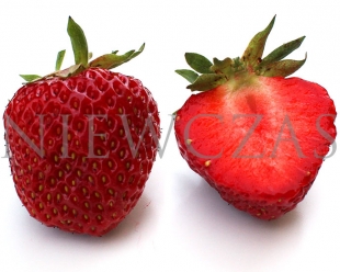 Cut strawberry fruit of Polka